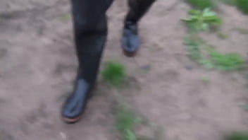 Preview 1 of Big Tittle Asian - downcoat and chestwaders