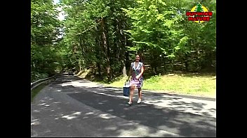 Preview 1 of Blood In Xxxx Fast Time Age16 - Busty mature sucking off two dicks outdoor