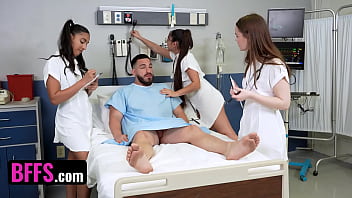 Preview 2 of Meera Jasmine Actress Nude - Three Hot Doctors Take Turns Bouncing Up And Down On Lucky Patient&#039_s Dick