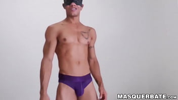 Preview 2 of Masturbations Franaise - Ripped young man wears a black mask while masturbating