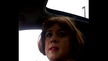 Preview 1 of Di Kebun - karenbabes geordie tgirl spanks her tiny cock in her car and eats pre cum