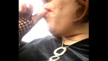 Preview 4 of Di Kebun - karenbabes geordie tgirl spanks her tiny cock in her car and eats pre cum