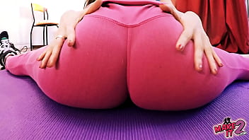 Preview 3 of Lap Sez - Huge Ass Blonde Teen Doing Hot Yoga With Her Round Ass GF.