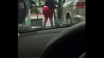 Preview 3 of Pink Wold - red leggings huge ass