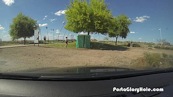 Preview 1 of Gred Father Rip Xxx - Cuckold waits for his girlfriend in a Porta Potty Gloryhole
