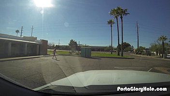 Preview 1 of Aaiarxgog - Horny church girl swallows from men in a Porta Potty Gloryhole