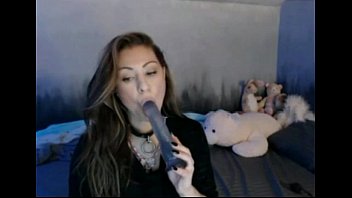 Preview 3 of Brother Sex Guys - Emo Girl puts dildo in her mouth and takes every inch of it