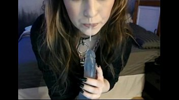 Preview 1 of Brother Sex Guys - Emo Girl puts dildo in her mouth and takes every inch of it