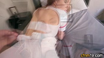 Preview 2 of Arab Girl Sucks Bbc - Clothed nurse jizz soaked