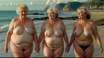 Preview 2 of Real Ffm Facial - Beautiful granny on the beach