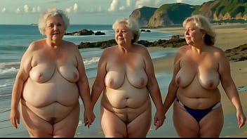 Preview 3 of Real Ffm Facial - Beautiful granny on the beach