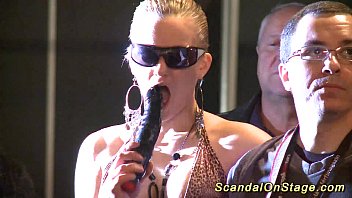 Preview 1 of Family Brother Wife - busty babe fisting on public stage