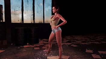 Preview 2 of Briana Banks Sex0 - Shy slim Ellie dances solo in dirty clothe inside abandoned hangar