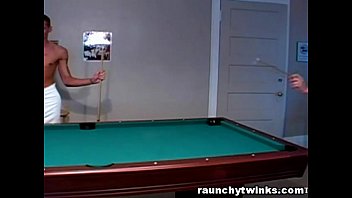Preview 1 of Premature Handjob Quick - Hot Men In Towels Playing Pool Then Something Happens