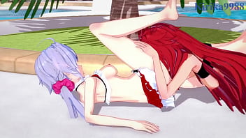 Preview 2 of Real Snake Fisting In Vagina - Kanade Amō and Chris Yukine and Tsubasa Kazanari intense lesbian play. - Symphogear Hentai