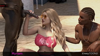 Preview 1 of Forced Creamy Orgasm - AWAM Interracial sex scene - Gangbang at the beach - kimmytoons
