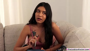 Preview 1 of Com Xix - College lesbian babe scissoring with petite latina classmate