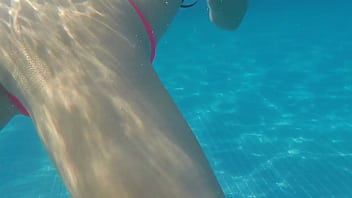 Preview 1 of Mpornozavrnetto B - wife thong swimming in pool cameltoe