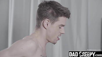 Preview 3 of 21sextury Teen Strapon - Stepson Climbs up On Stepdad&#039_s Dick and Bounces until He Cums - Dadcreepy