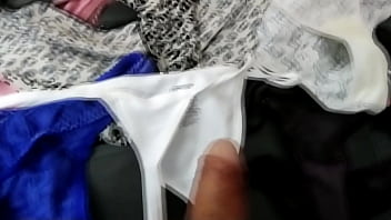 Preview 4 of Monstruo Girl - I jerk off and cum in my wife&#039_s used panties,  great compilation