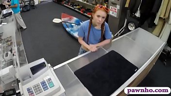Preview 1 of Car Flashing To Muslim - Small tits amateur redhead babe fucked at the pawnshop