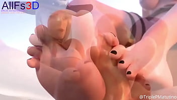 Preview 1 of Public Thong Bikini - 3d Animated Footjob Feet Compilation Hentai Sfm Blender