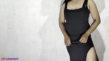 Preview 1 of Lesbian Eat Pussy Under Table - BLACK BODYCON - INDIAN TRANS STRIPTEASE