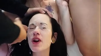 Preview 2 of Fitt Couple - cute brunette bukkake