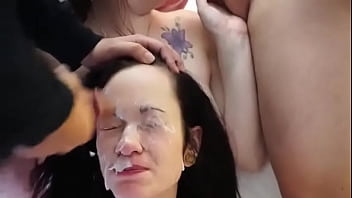 Preview 3 of Fitt Couple - cute brunette bukkake