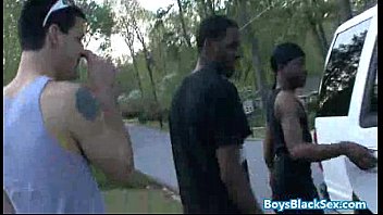 Preview 3 of Marwadi Massage Open Sex - Black Muscled Dude Fucks Gay Skinny White Boy Bareback Style 19