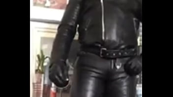 Preview 2 of Arab Redwap - Sexy Leather Black Leather Muscle Big Butt Smoking Scene Preview