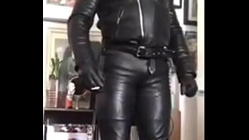 Preview 3 of Arab Redwap - Sexy Leather Black Leather Muscle Big Butt Smoking Scene Preview
