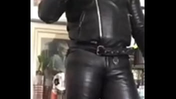 Preview 1 of Arab Redwap - Sexy Leather Black Leather Muscle Big Butt Smoking Scene Preview