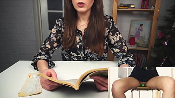 Preview 1 of Www Dubixxx - Literary orgasm from a beautiful student. Reads a book while sitting on a vibrator and tries to finish reading it...