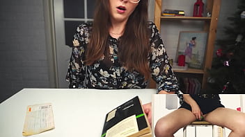Preview 4 of Www Dubixxx - Literary orgasm from a beautiful student. Reads a book while sitting on a vibrator and tries to finish reading it...