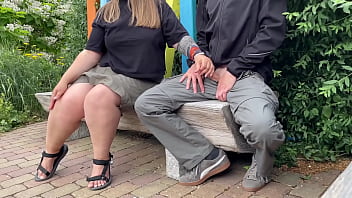 Preview 2 of Mom Bangs Teens Three Some - Mother-in-law&#039_s gorgeous hands made me cum in the park