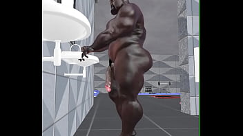 Preview 1 of Small Teen Anal Riding - spying on huge extremely handsome black bull at the gym lockers