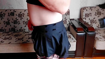 Preview 3 of Cam Sessions With Alessa Savage - Ladyboy Boobs and Sexy Hot Performance Alone at Home Trying Stepsister&#039_s Dresses