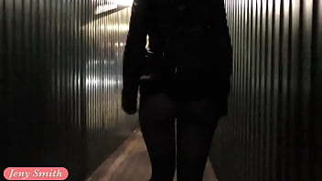 Preview 1 of Sexy Outoor - Pantyhose flashing at bar. Jeny Smith