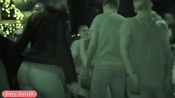 Preview 4 of Sexy Outoor - Pantyhose flashing at bar. Jeny Smith