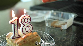 Preview 1 of Son Forcedteenmom - PornPros - Cassidy Ryan celebrates her 18th birthday with cake and cock