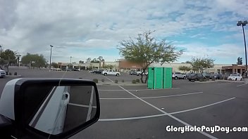 Preview 1 of Nautica Thorn Spits On Cock - Public blowjobs in parking lot in portable restroom