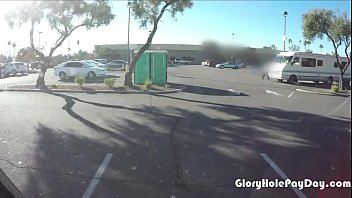 Preview 1 of Girl Forced Raped Scene - Walmart gets a porta potty gloryhole outside in the parking lot