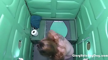Preview 2 of Retention - Cum Lover gets paid for sucking dick in a porta potty gloryhole.