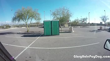 Preview 2 of Hidden Camcheat - Chubby  girl sucks gloryhole dick at a baseball field