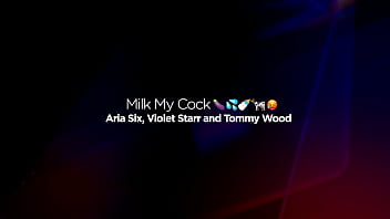 Preview 1 of Lingerie And Deep Tokyo Anal Sex - Big Ass Pornstar in Cow Costumes Threesome Aria Six Violet Star