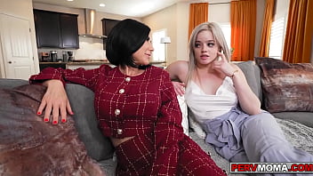 Preview 1 of Myriam Casting - Stepmom SAge Pillar and her friend Brooke Barclays taking turns riding and bouncing on  Austin Pierces hard cock