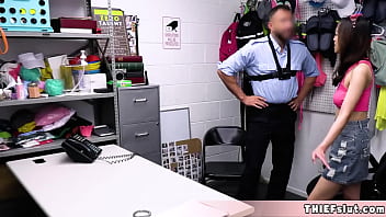 Preview 2 of Golden Piss Fetish Loving Sluts - Cute Indian thief chick caught and now she offers her tiny pussy for the mall cop