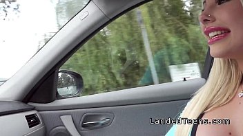 Preview 1 of Hidi Shexi Xxx - Big fake boobs blonde teen bangs in car