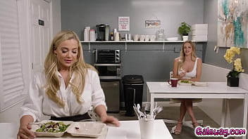 Preview 1 of Sax Movies Hd Bf - Emma Hix and Blake Blossom having lunch but ends up eating each others pussies